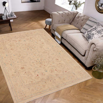 handmade Traditional Kafkaz Chobi Ziegler Beige Lt. Brown Hand Knotted RECTANGLE 100% WOOL area rug 9 x 12